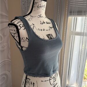 Zara Black and White Striped Sleeveless Crop Top